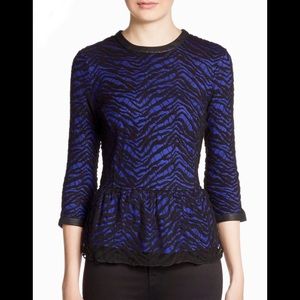 NWT Dolce Vita Purple Ceri Zebra Lace Peplum Top L